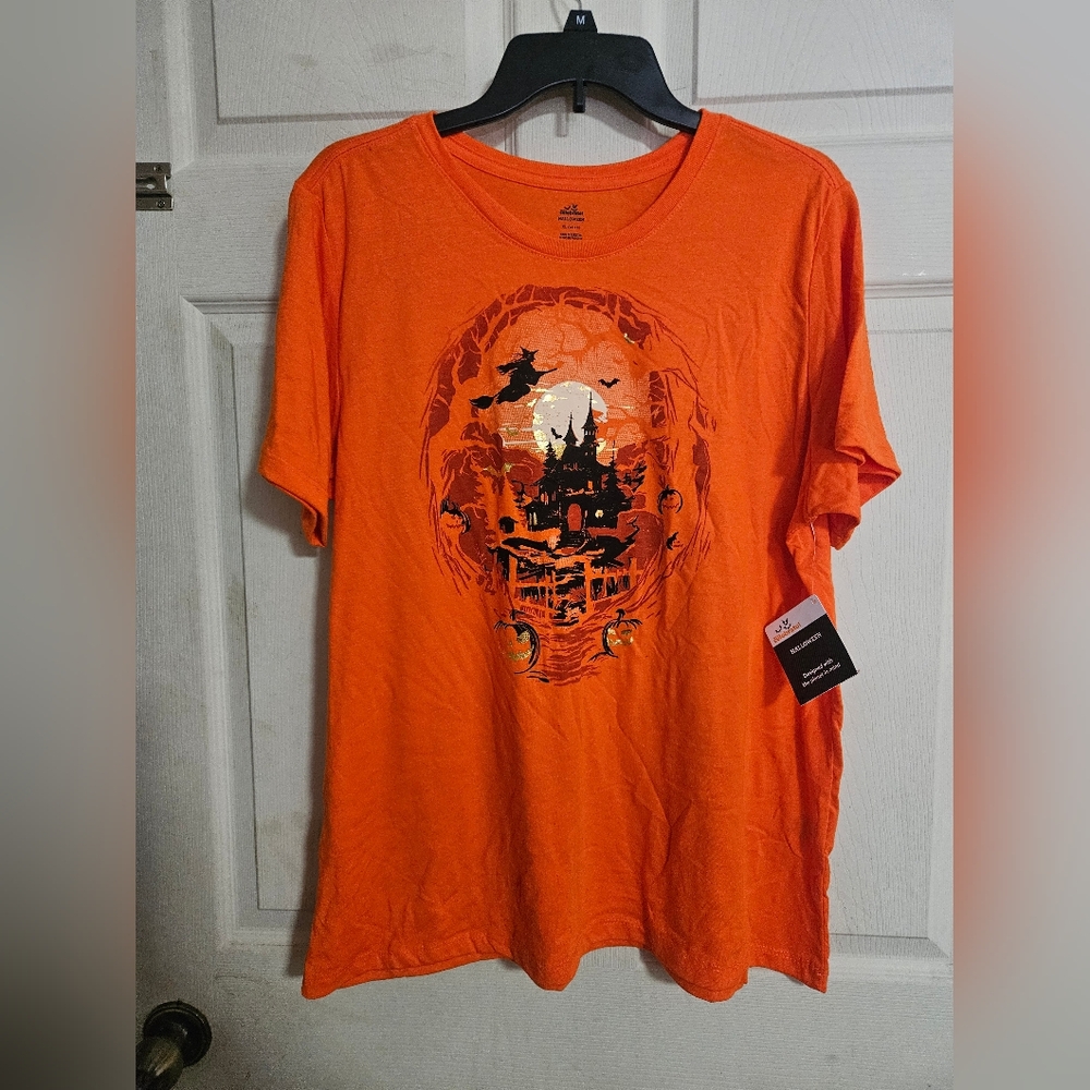 WAY TO CELEBRATE BUSY NIGHT HALLOWEEN TEE: ORANGE: NEW WITH TAGS: SIZE XL